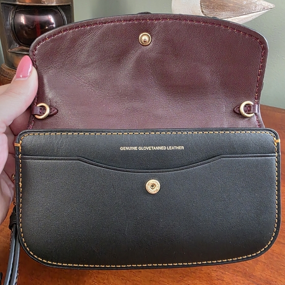 Coach 1941 58181 Tea Rose Clutch Black Leather Wristlet Bag - Picture 9 of 16